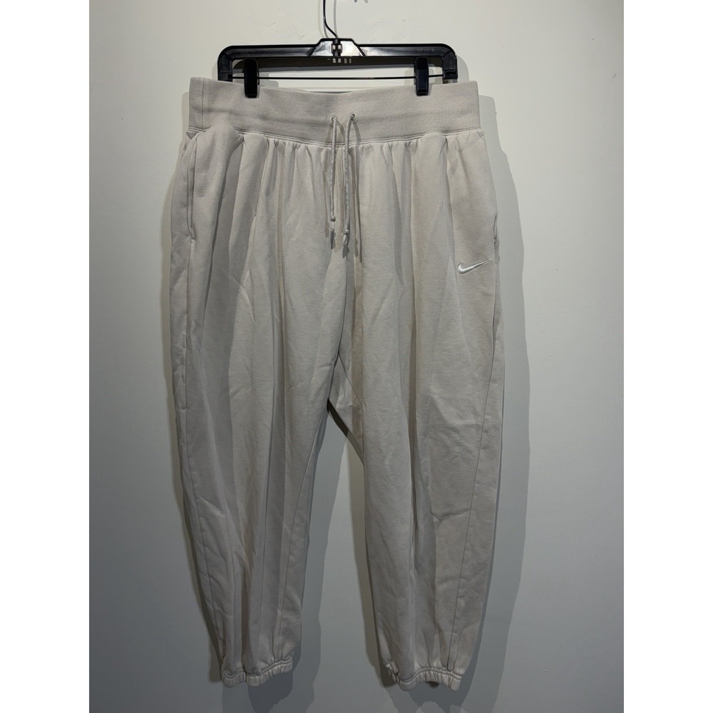Nike Standard Fit Taper Leg Jogger Ivory Sweatpants XL Embroidered Swoosh